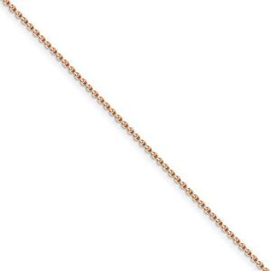 1.4mm, 14k Rose Gold, Diamond Cut Solid Cable Chain Necklace, 16 Inch